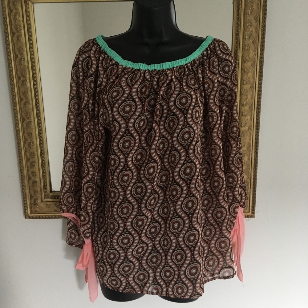 Umgee off shoulder sheer 3/4 sleeve top
